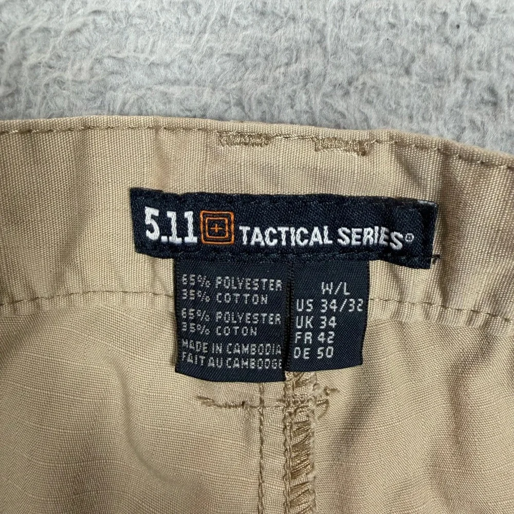 5.11 Tactical Series Mens Khaki Ripstop‎ Cargo Pants 34x32 Tan Outdoor Hiking
